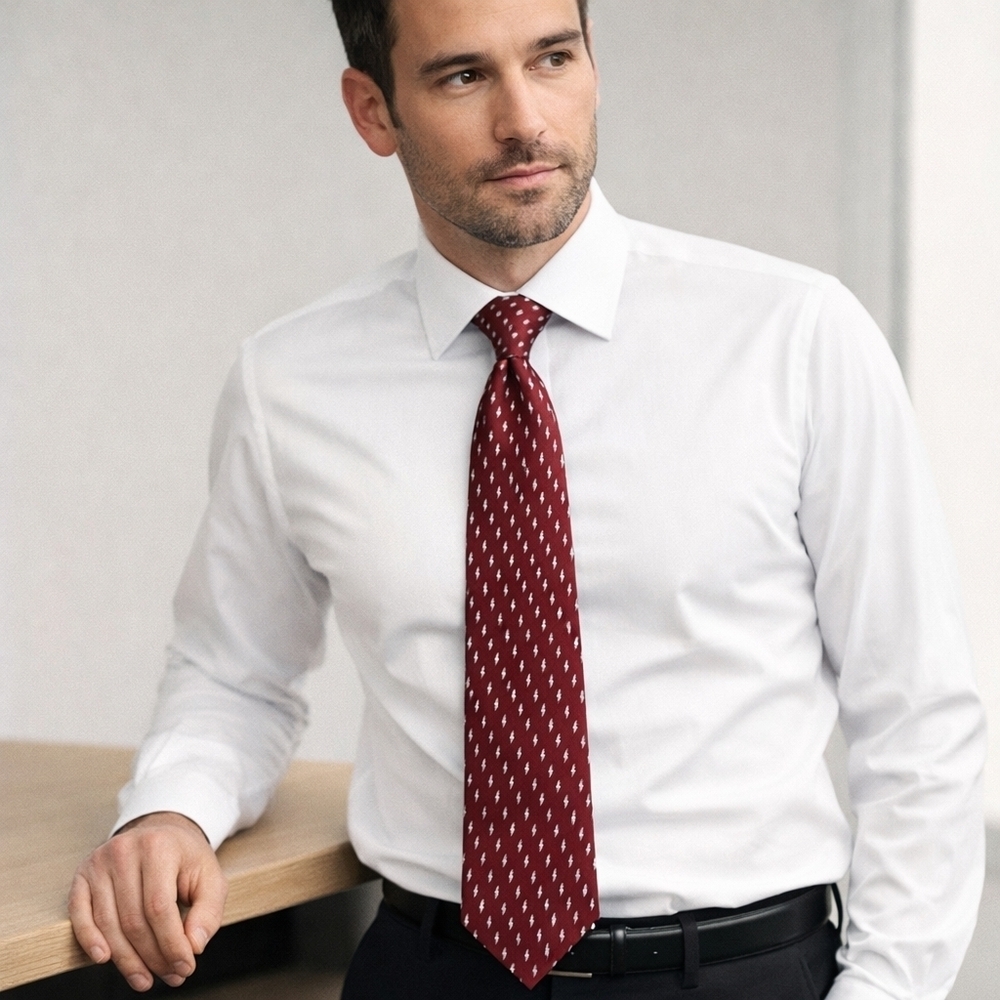 Oscar de la Renta Lightning Bolt Pattern Silk Tie